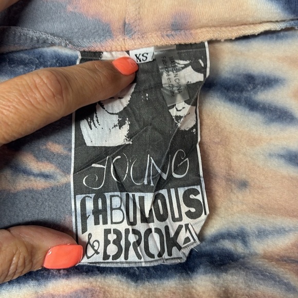 Young Fabulous & Broke Tie-Dye Fleece Cowl Neck Sweater - Navy and Pink - Picture 5 of 6